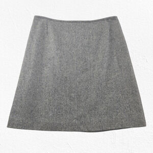 Y2K Eddie Bauer Wool Silk Blend Tweed Skirt Size 14 Gray A-Line Officecore
